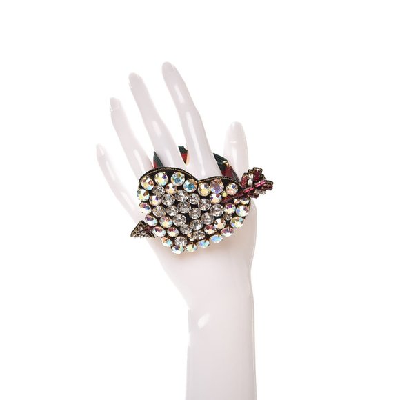 Gucci Web Crystal Heart Bracelet in Red NEW IN BOX - Picture 3 of 13